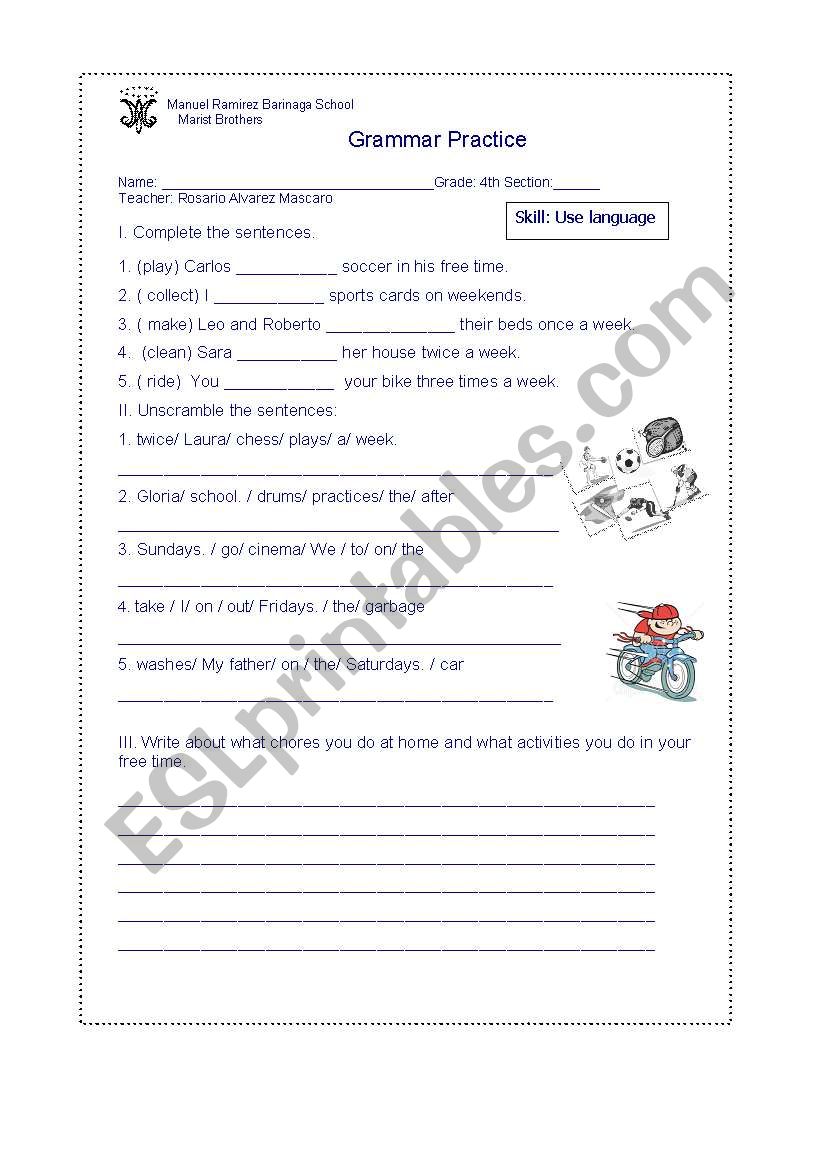 Simple present tense worksheet