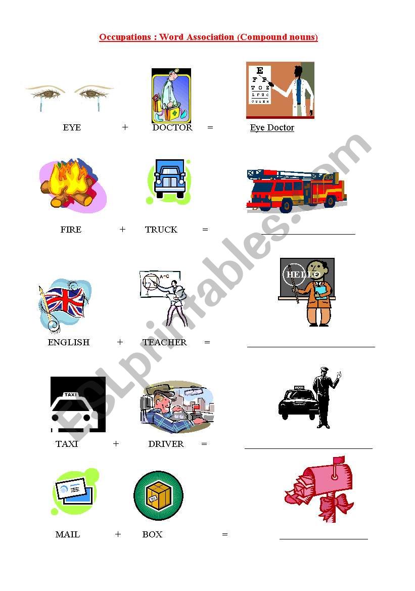 Occupations: Compound nouns worksheet