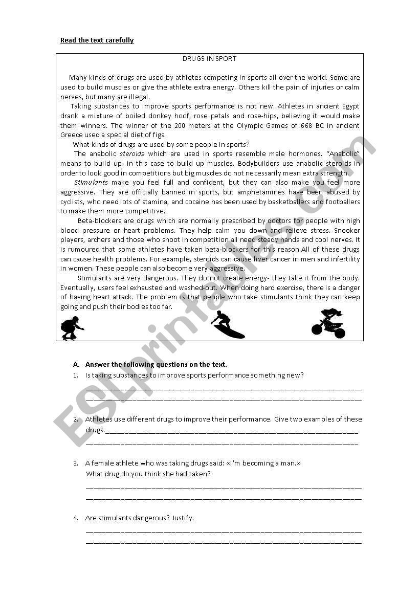 Drugs in Sport worksheet