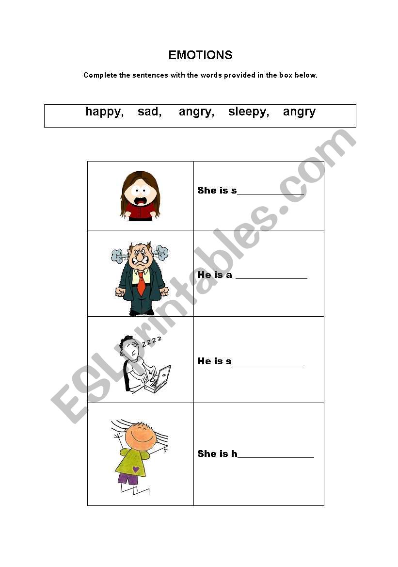 Emotions worksheet