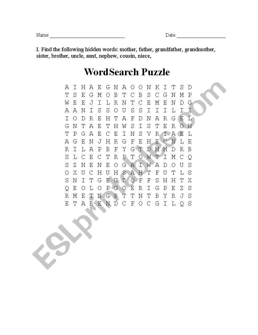 The family worksheet