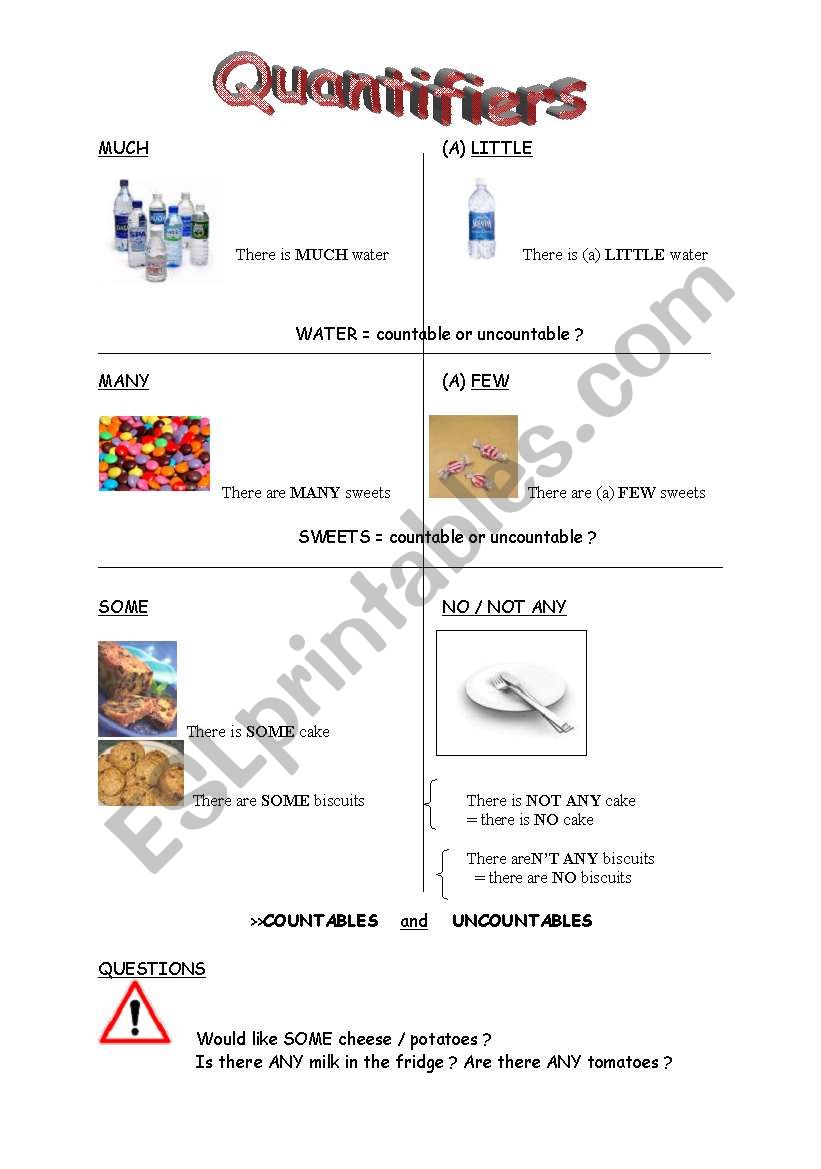 QUANTIFIERS worksheet