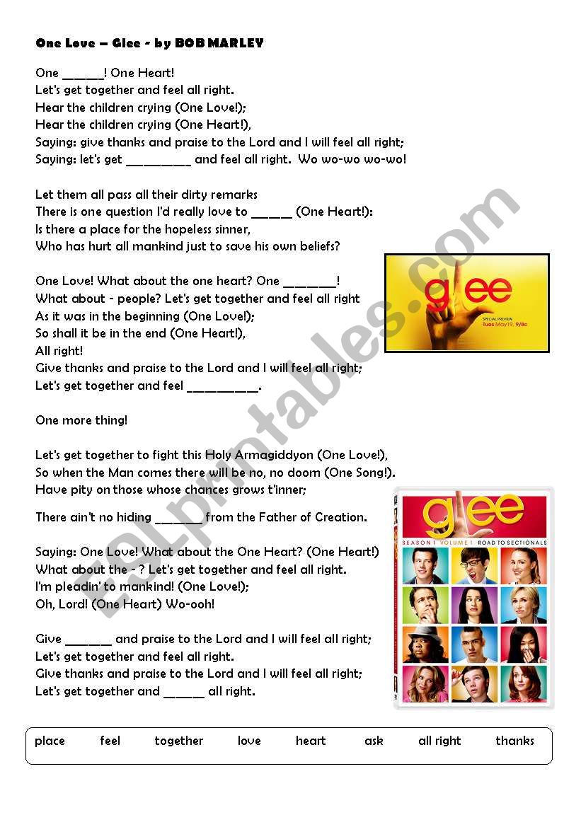 One Love - GLEE worksheet