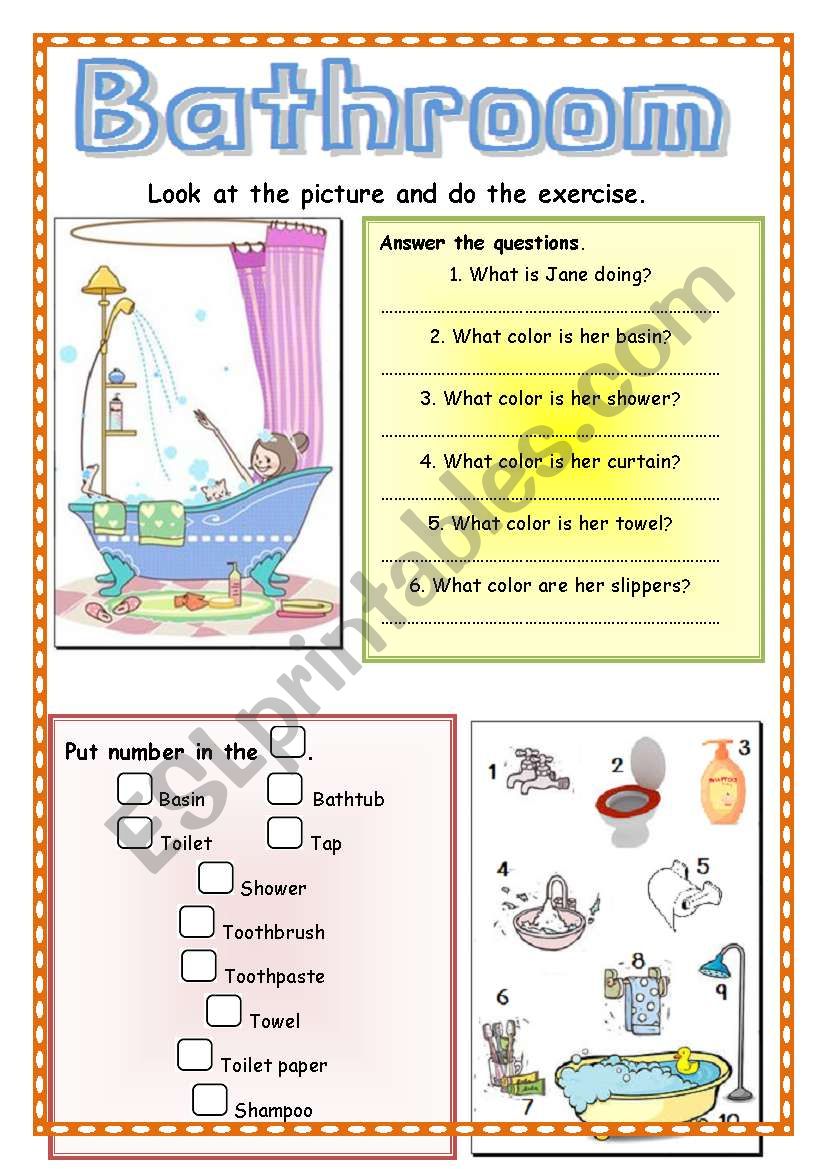 Bathroom worksheet