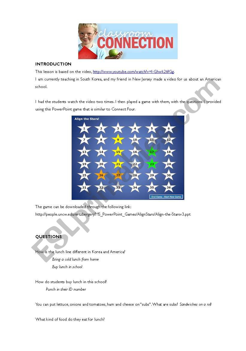 Classroom Connection - Comparing an American School