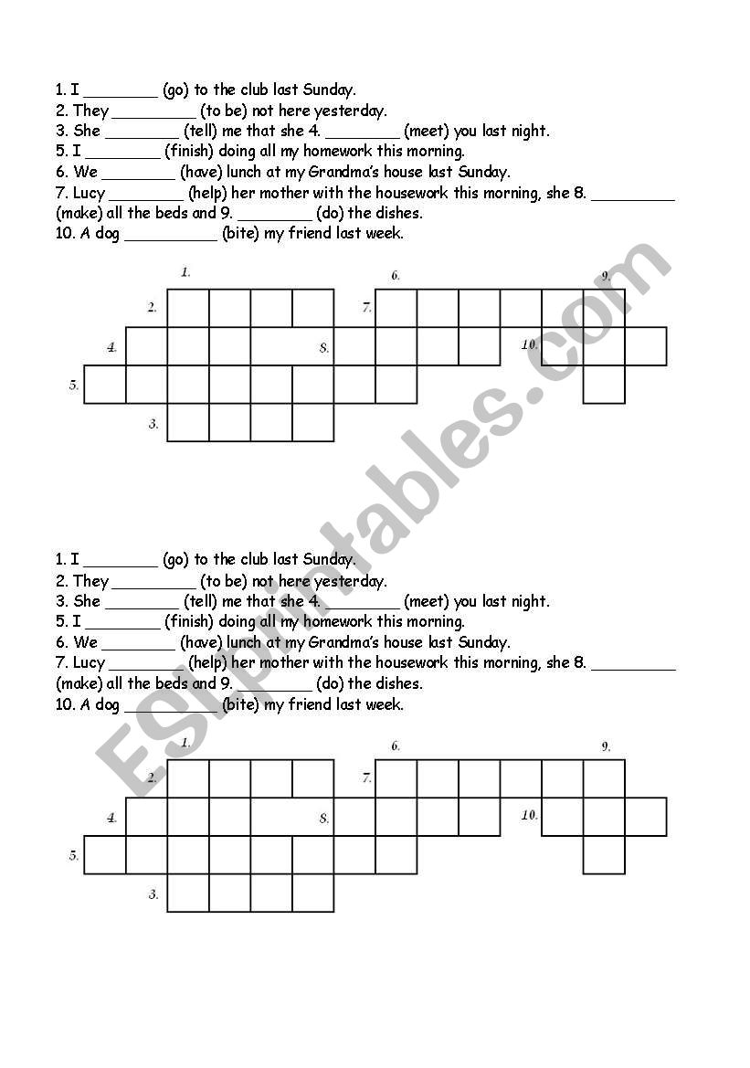 Simple past worksheet