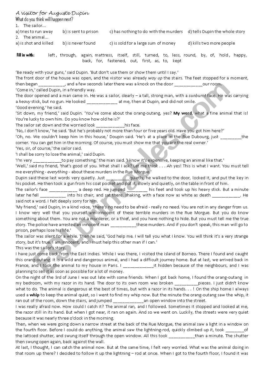 rue morgue part 6 worksheet