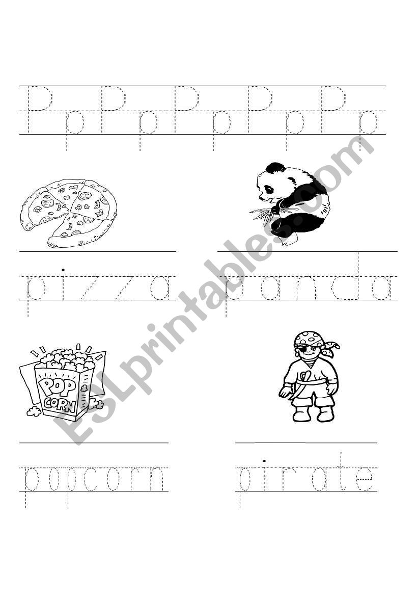 P Sound writing practice worksheet