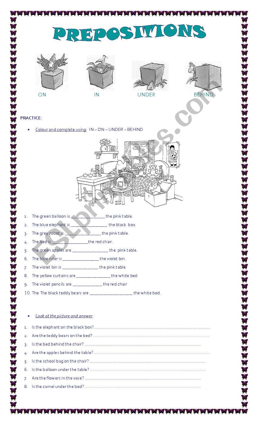 PREPOSITIONS ON - IN - UNDER - BEHIND