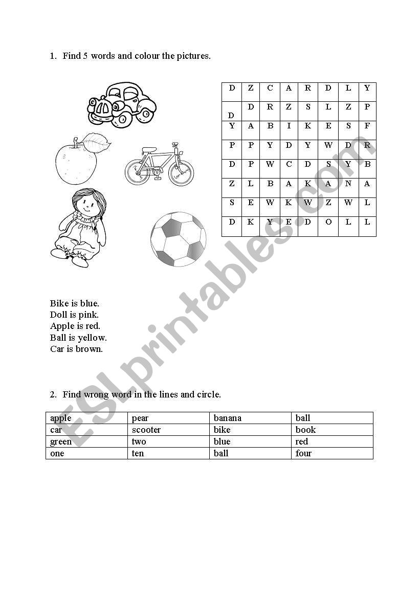 toys worksheet