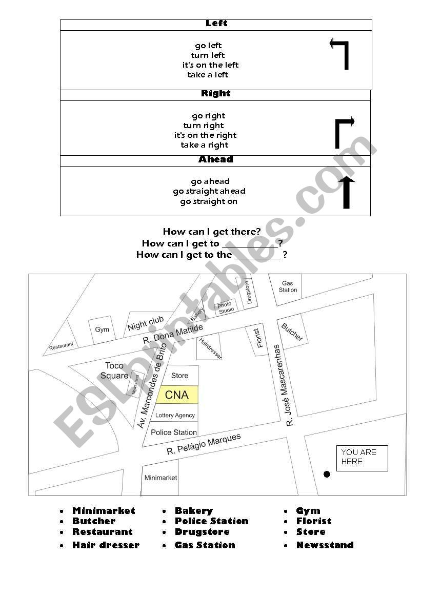 Directions worksheet