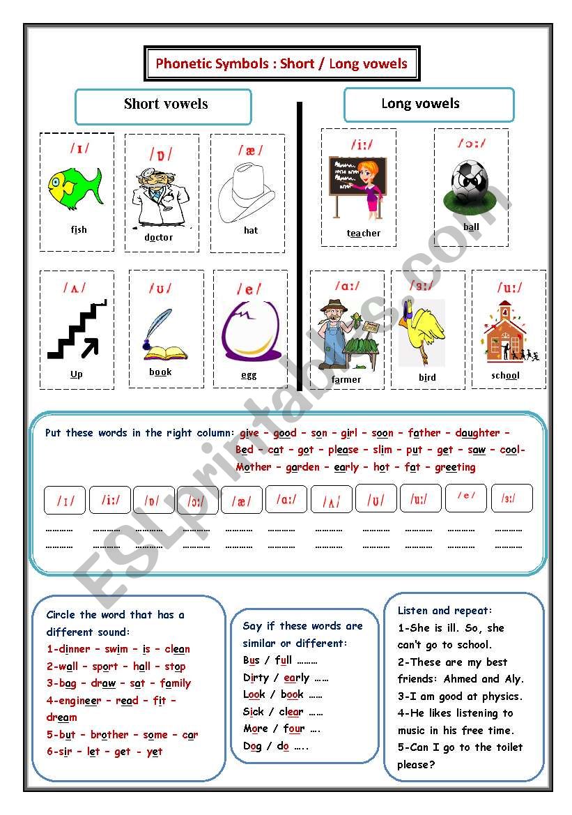 Phonetic symbols worksheet