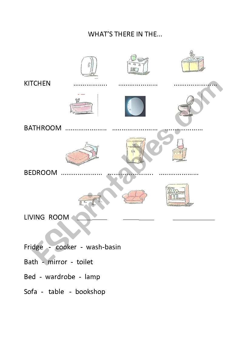 House ad furniture worksheet