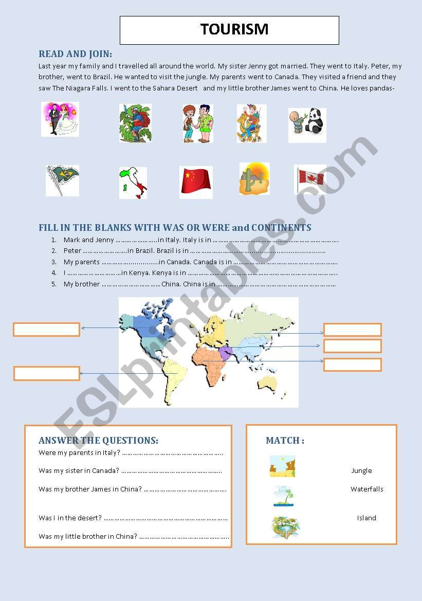 tourists worksheet