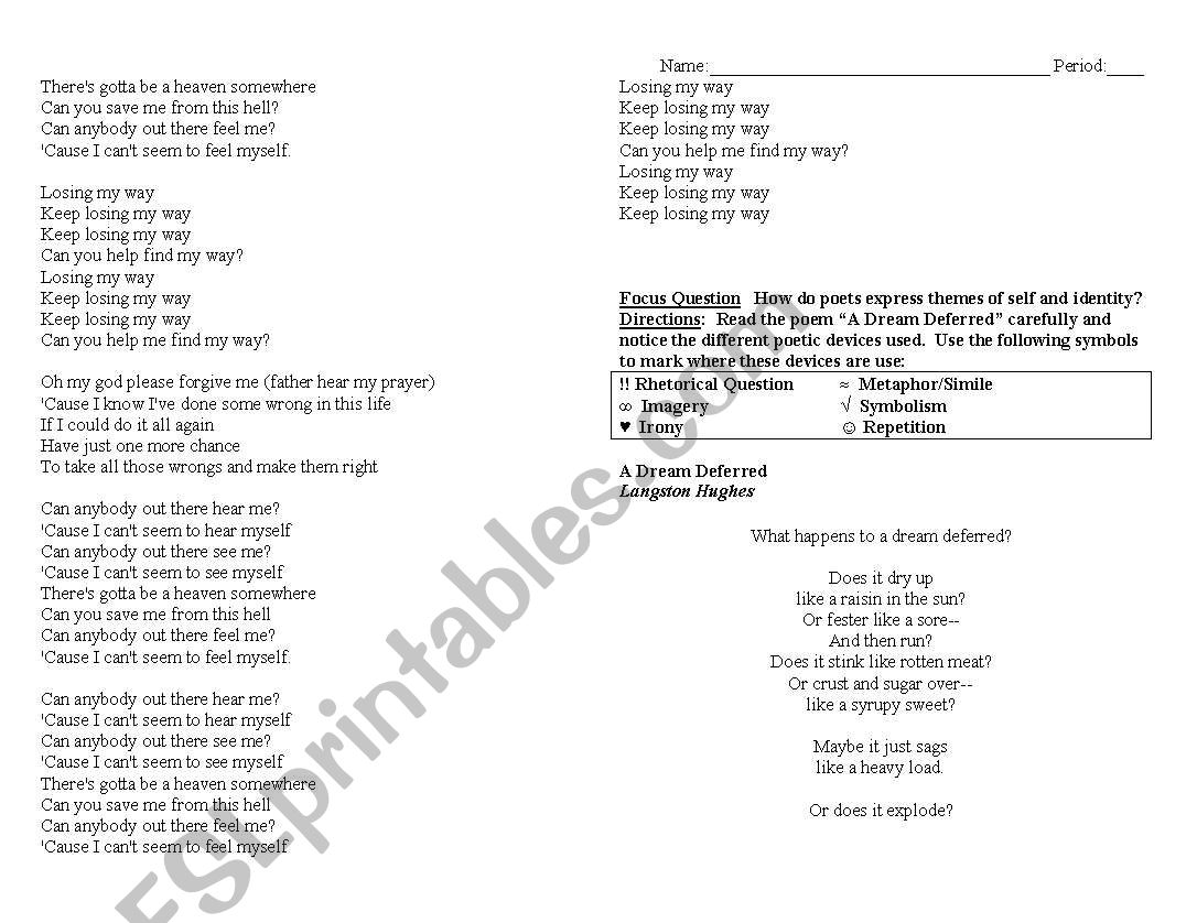 English Worksheets Music And Poetry esl printables
