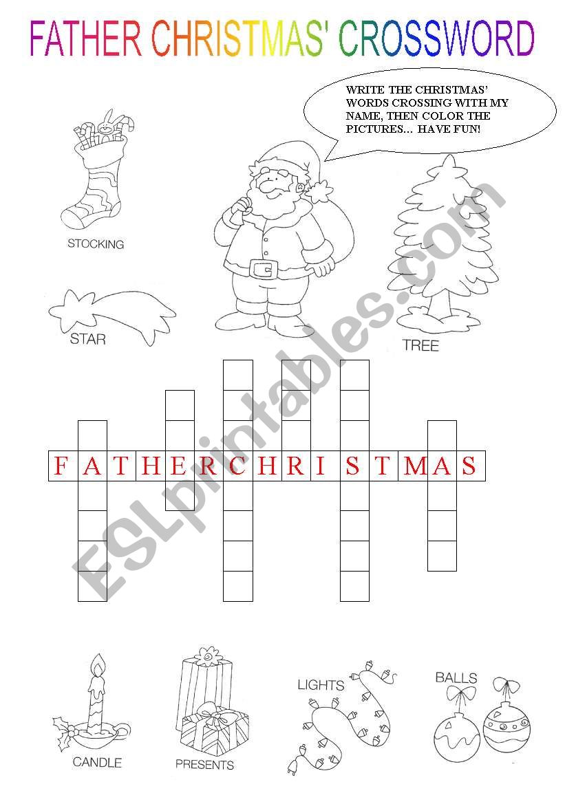 FATHER CHRISTMAS CROSSWORD worksheet