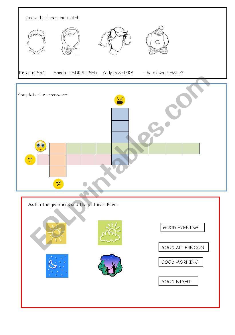 Feelings and greetings worksheet