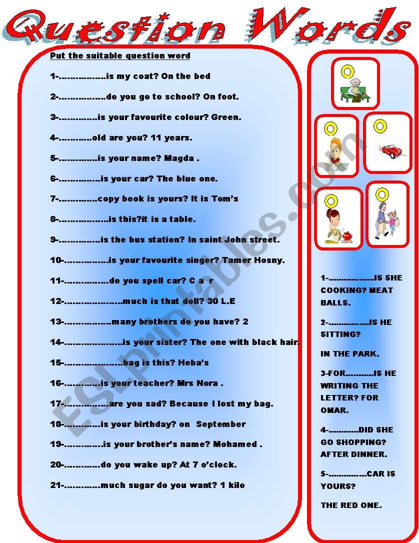 QUESTION WORDS worksheet