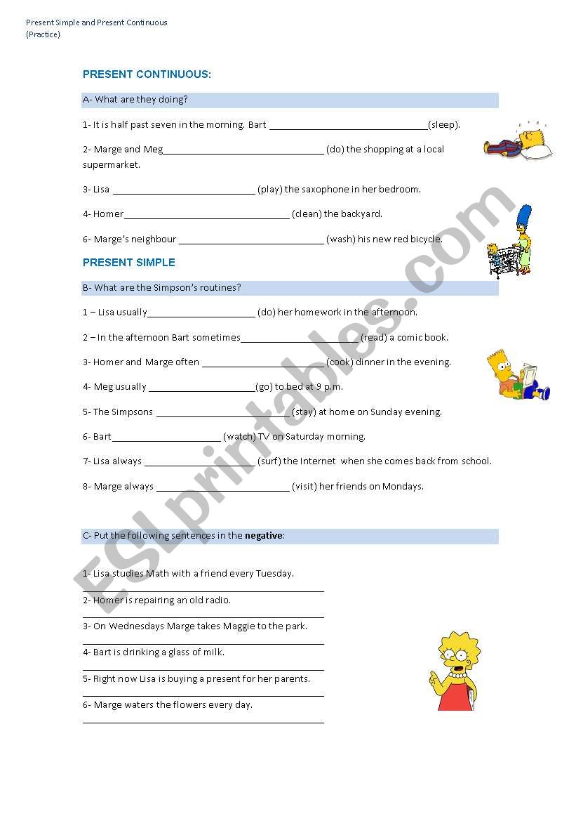 The Simpsons Present Tense Worksheet