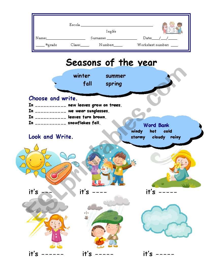 seasons worksheet