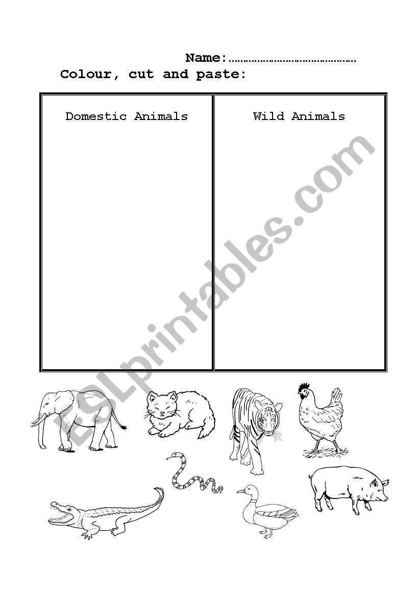 English worksheets: Are these animals Wild or domestic?