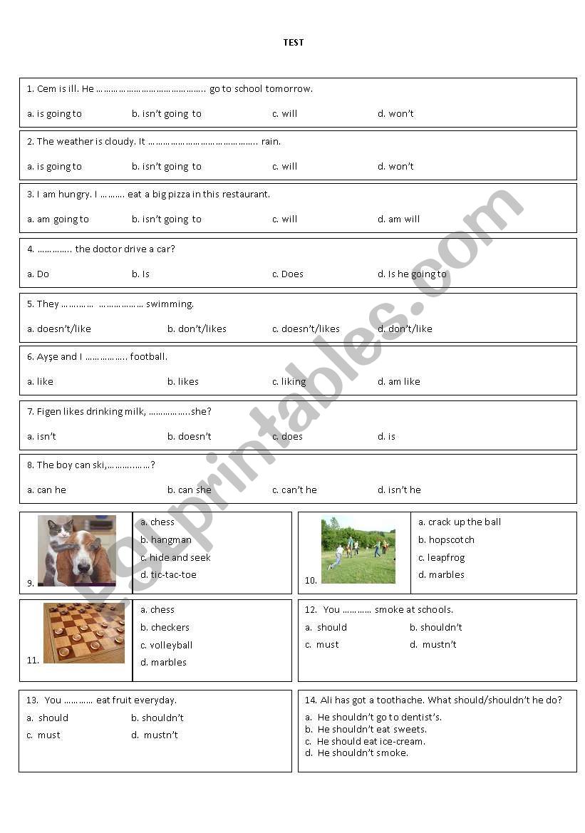 Full Test worksheet