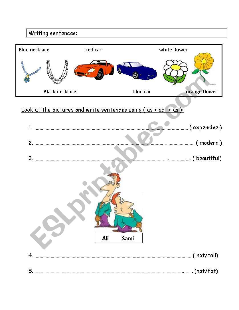 as + adj + as worksheet