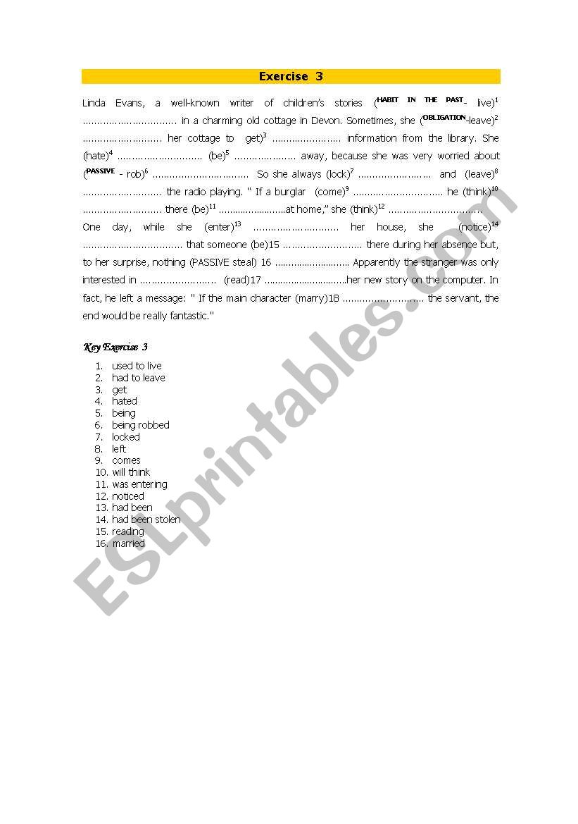 Mixed Tenses Paragraph + Key worksheet