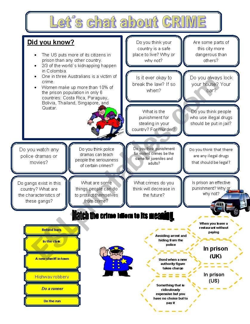 LetÂ´s chat about CRIME worksheet