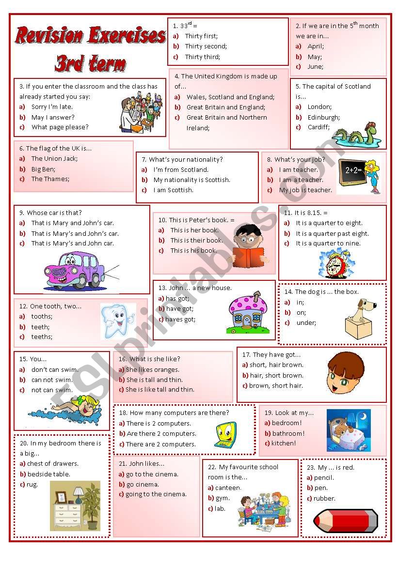 Revision worksheet - part 1 worksheet