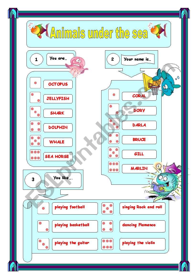 sea animal creation worksheet