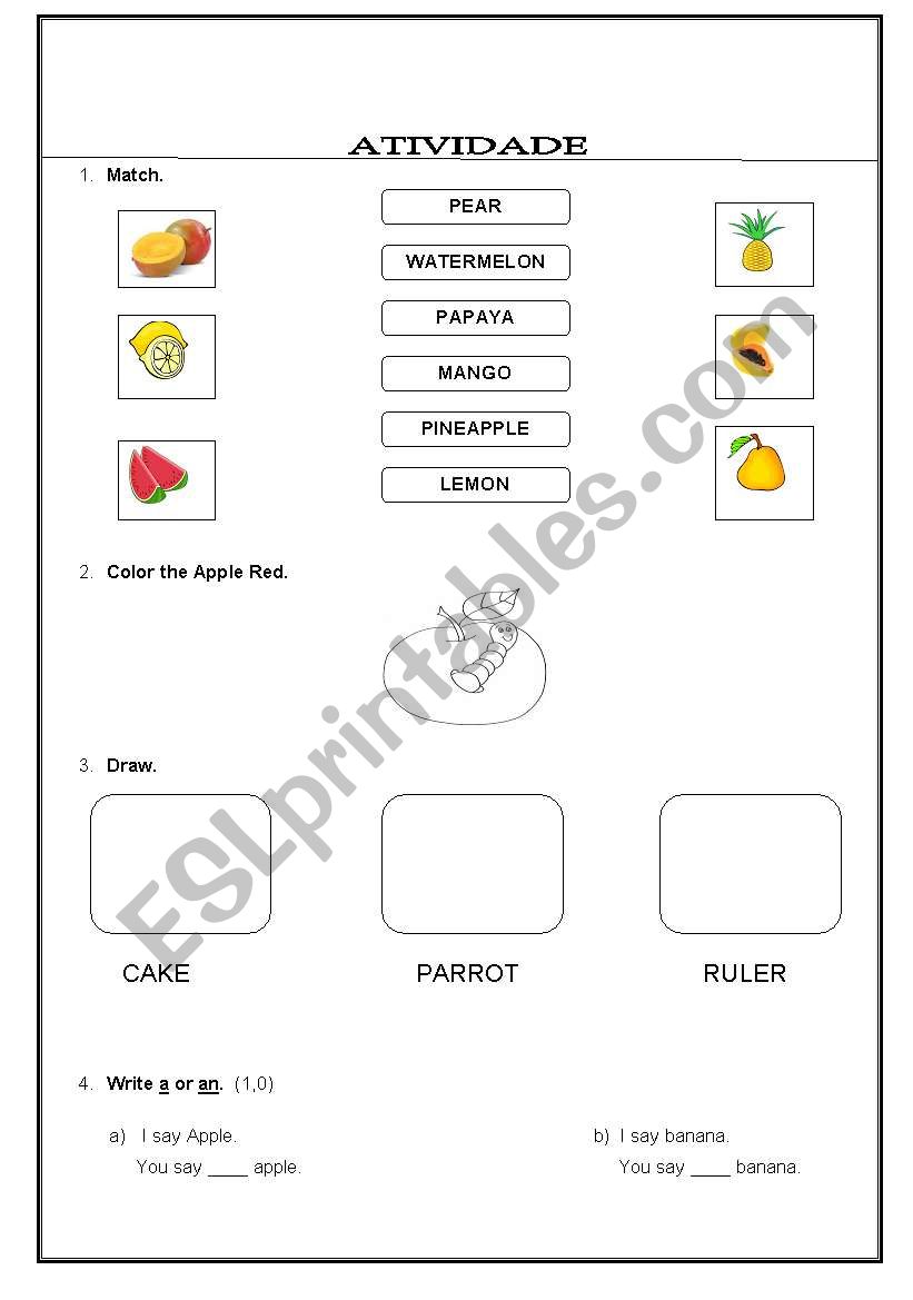 fruits worksheet