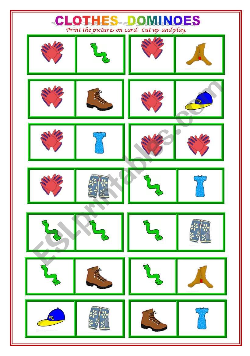 Clothes DOMINOES worksheet