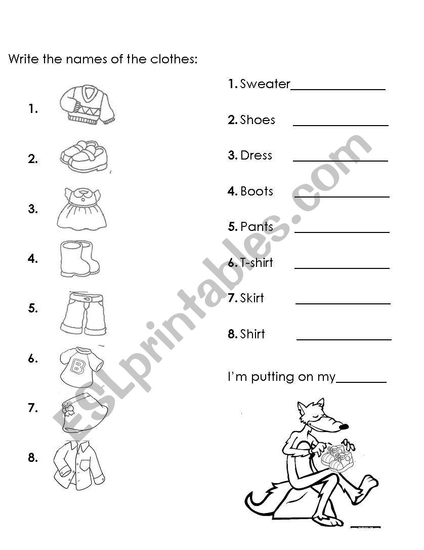Vocabulary Clothes  worksheet