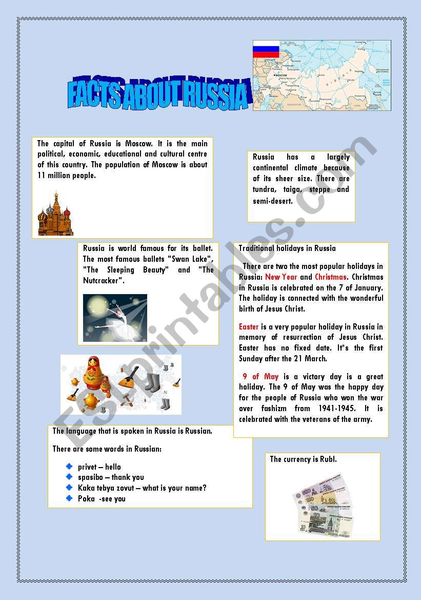 facts about russia worksheet