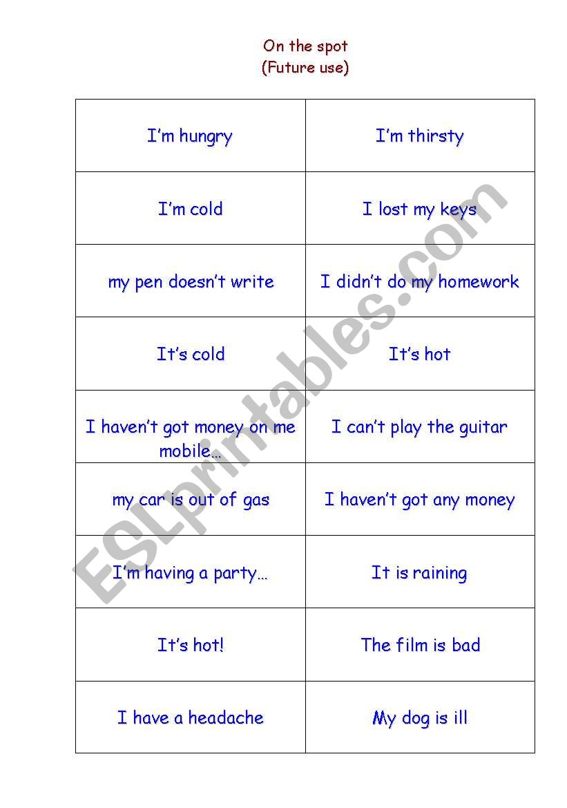 On the spot decision! worksheet