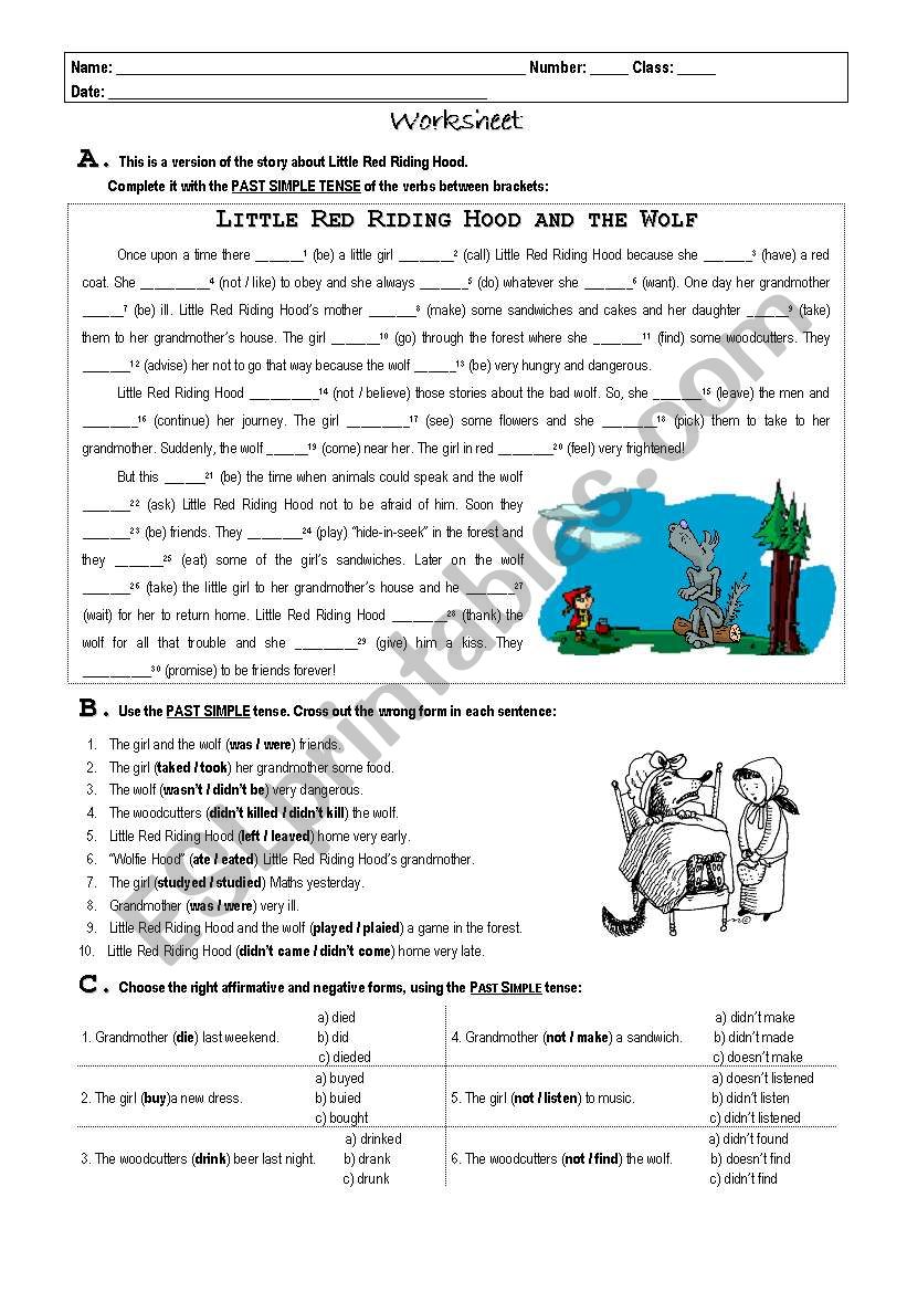 Little Red Riding Hood worksheet