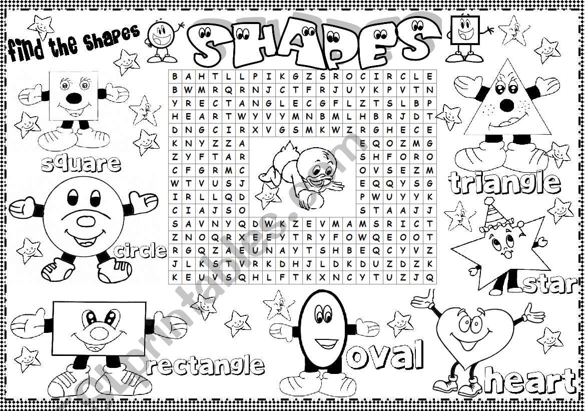 shapes wordsearch worksheet