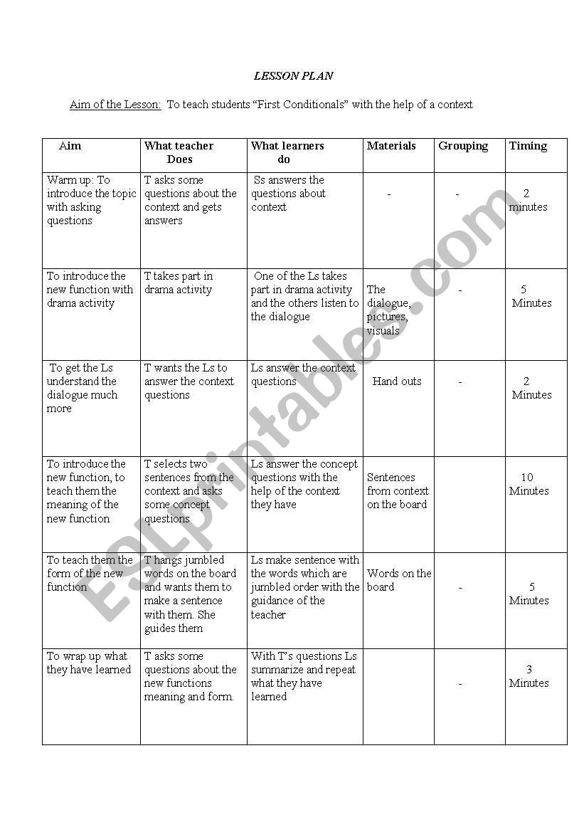 lesson plan worksheet