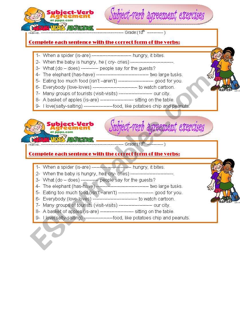 subject-verb agreement exercises