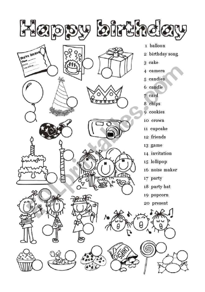 Happy Birthday - 1 of 6 - ESL worksheet by laurabar