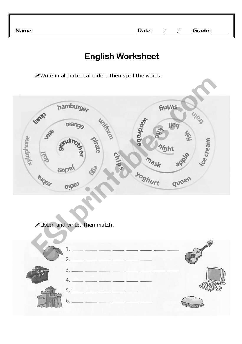 Alphabet worksheet