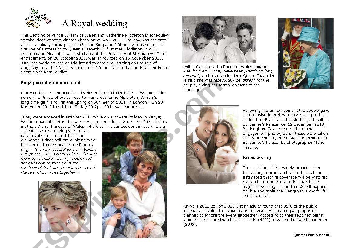 a royal wedding : Kate and William