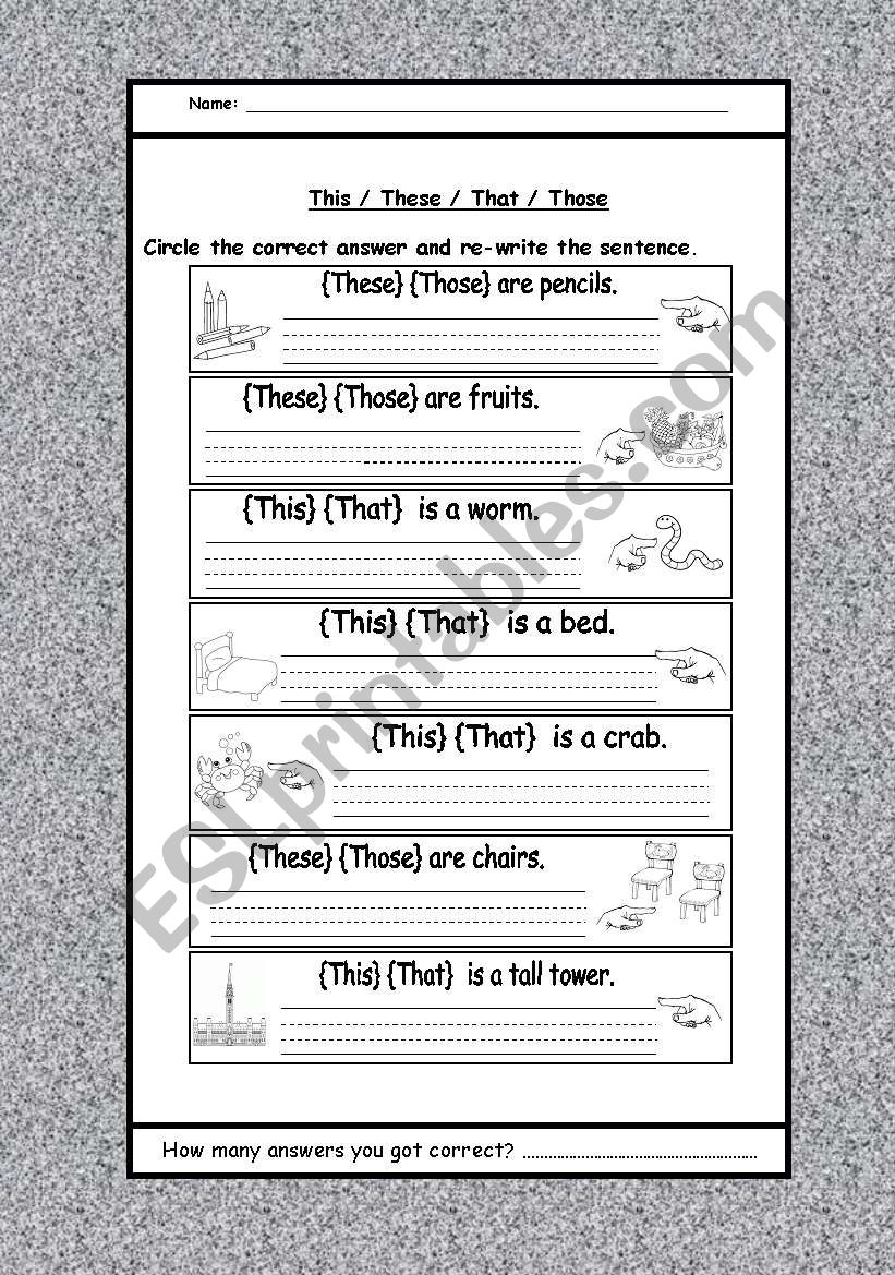 Demonsatrative pronouns  worksheet