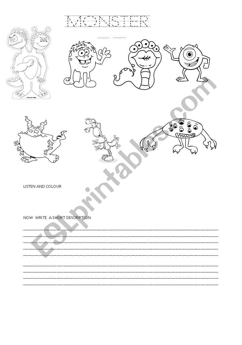 MONSTERS worksheet