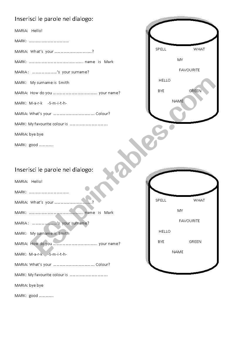 INFORMATION worksheet