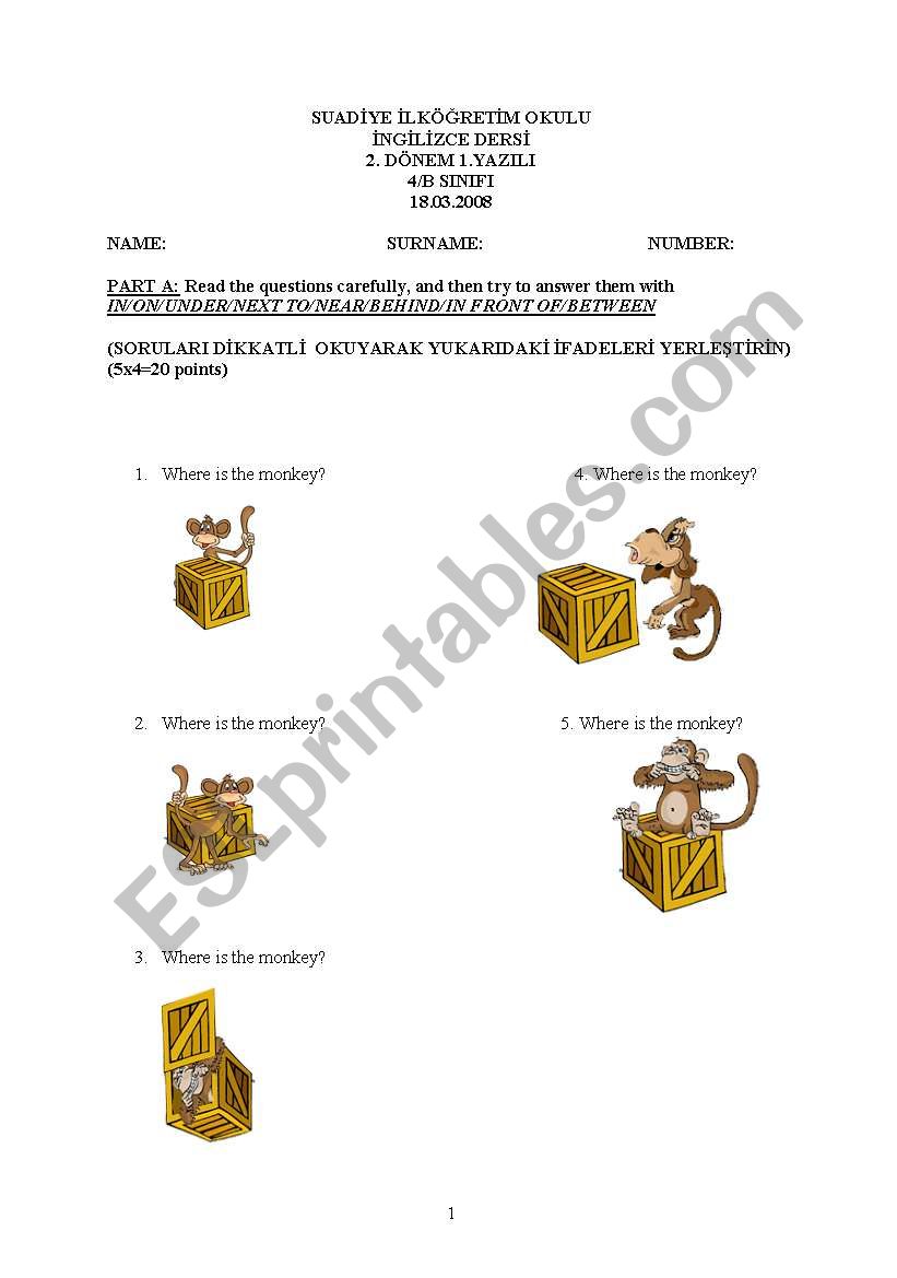 exam worksheet