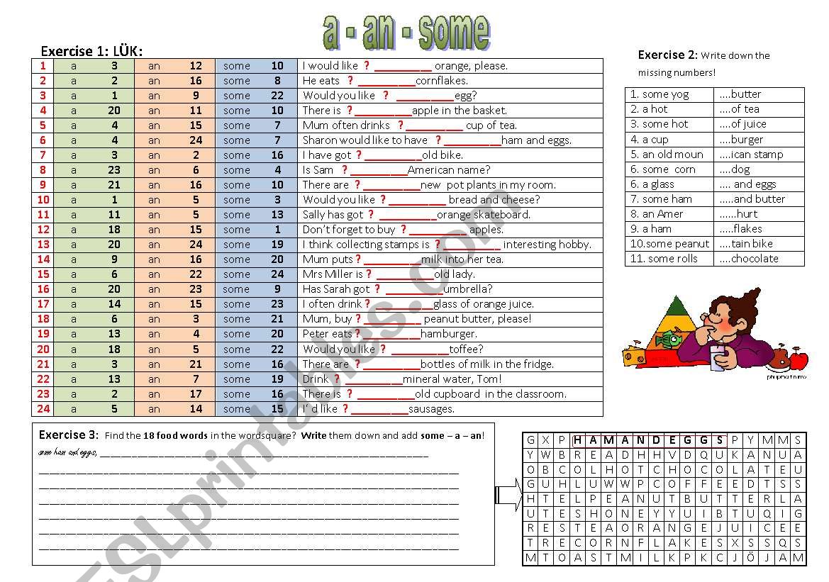 a - an - some worksheet