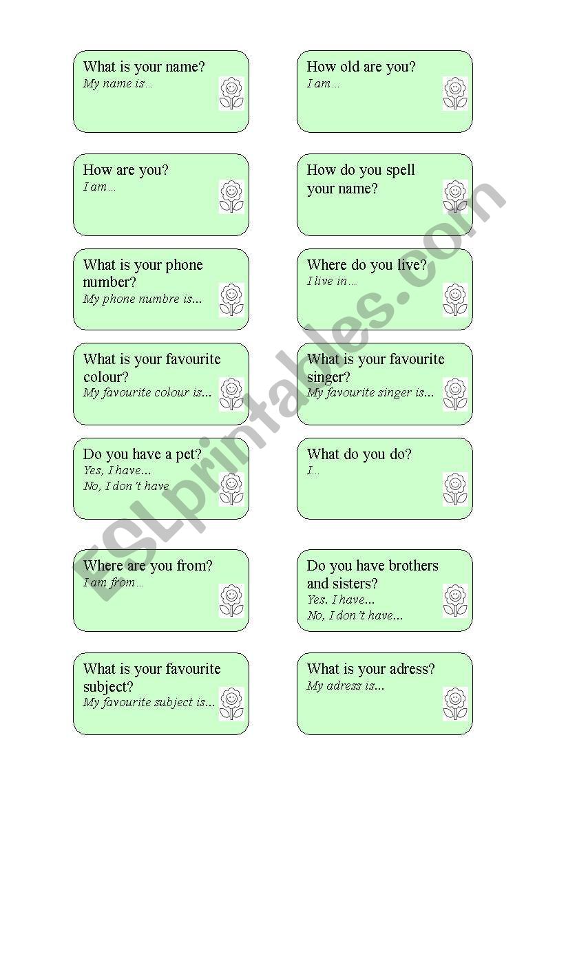 Talking about you... worksheet