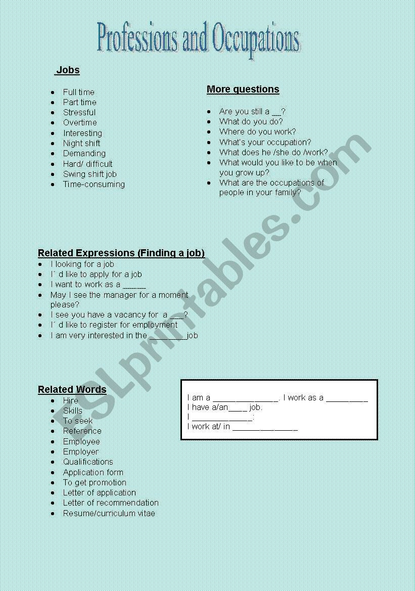 Professions and Occupations - Conversational English